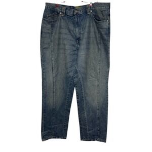 Meezan Men's Jeans Y2K Vintage Artcouture Wide Leg Baggy Skater Denim Blue 40